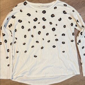 Ellison White and Brown Leopard Long Sleeve Top